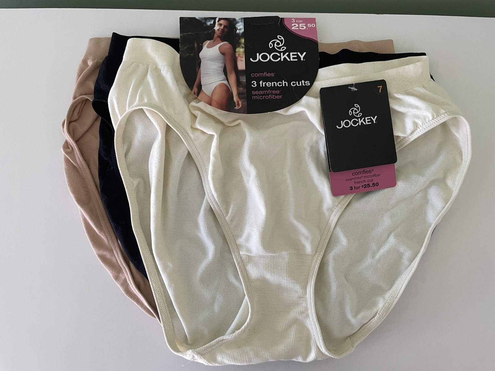 Jockey Comfies French Cut Seamfree Microfiber 3 Pack Panties-Sz 7 – New