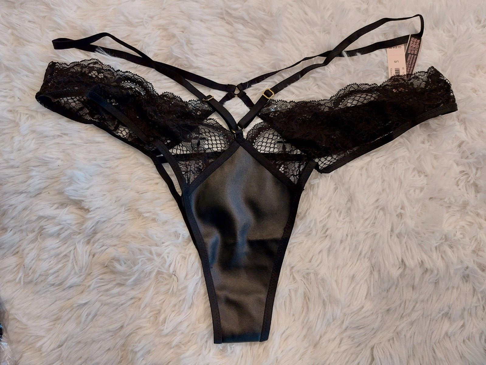NWT Victoria’s Secret Very Sexy Fishnet Floral Open Back Brazilian Medium (B42)