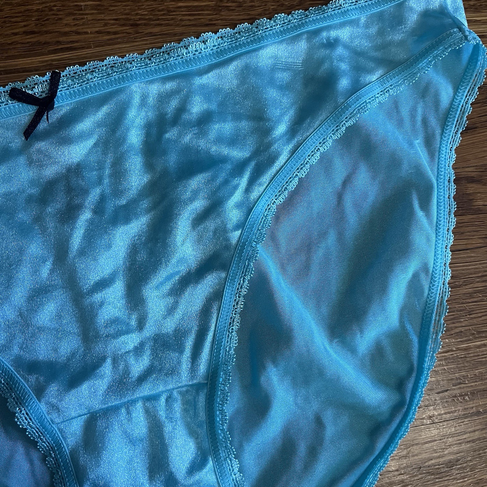 Smart Sexy panties NWOT 9 satin Teal Lace trim Bikini Brief low rise