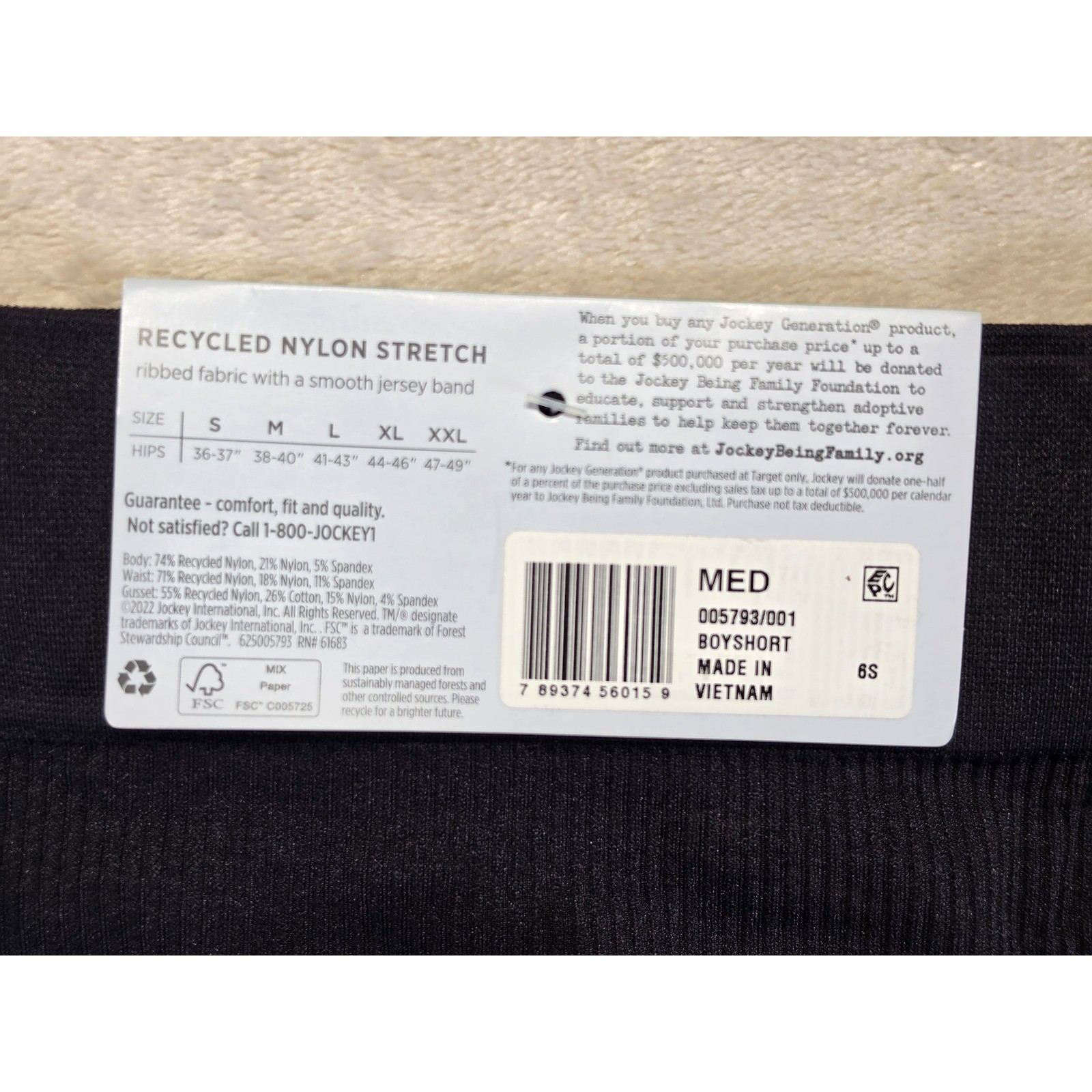 Jockey Generation Black Recycled Seamfree Ribbed Boyshort Underwear Size Medium