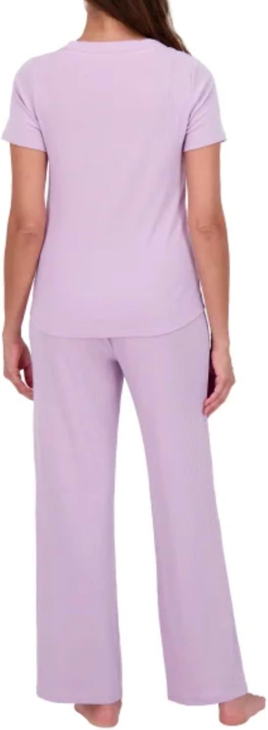 Live 2 Lounge Women’s 4 Piece Pointelle Lounge Wear Pajama Set, Purple, X-Large