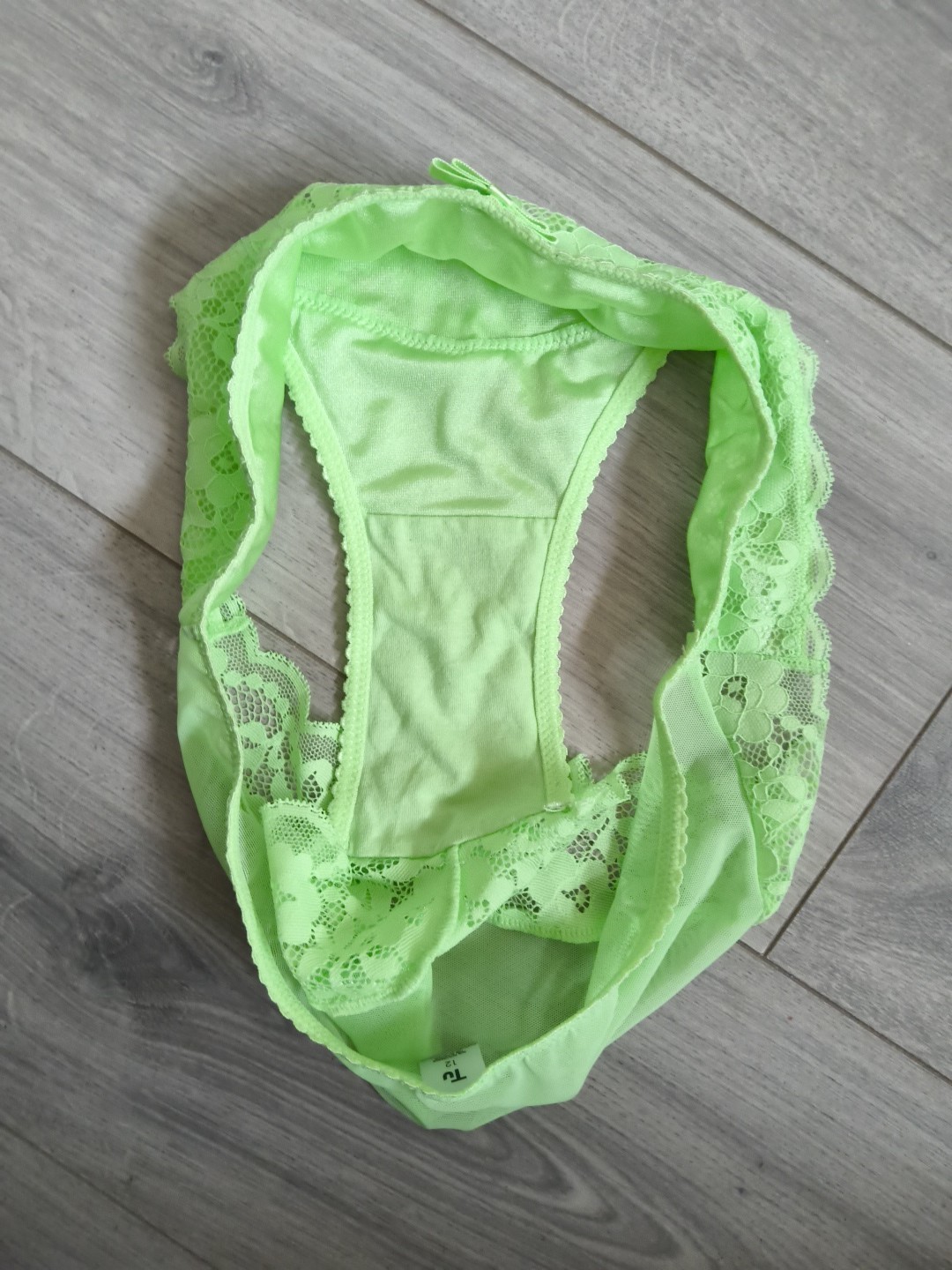 BNWOT Sainsburys TU Bright Green Lace Trim Briefs Size 12