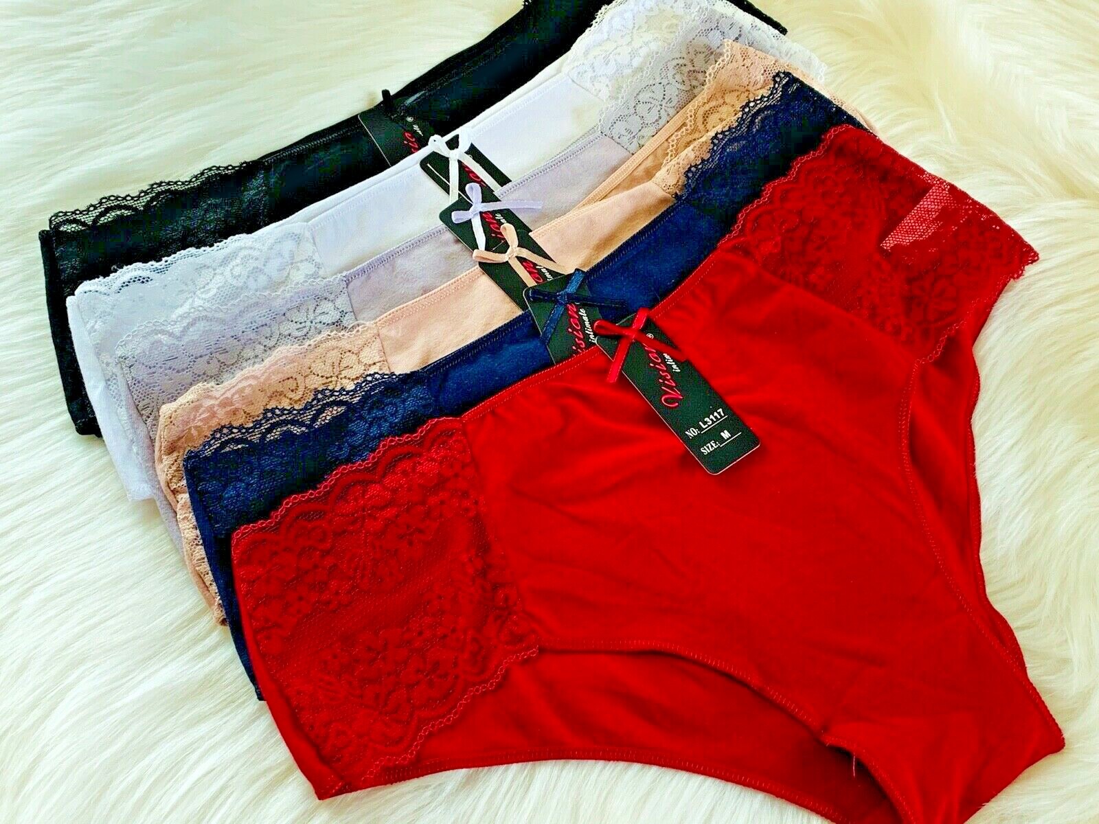6- 12 Bikini Lace CHEEKY Panties 95% COTTON BLEND PANTIES L3117 Underwear S-2XL
