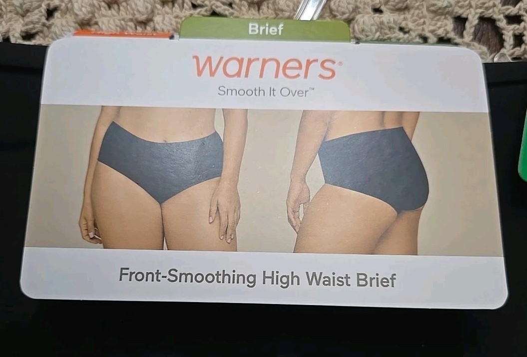7 /L Warners Black HI CUT Smooth it over High Waist Brief Panty RT9021P $12 .00