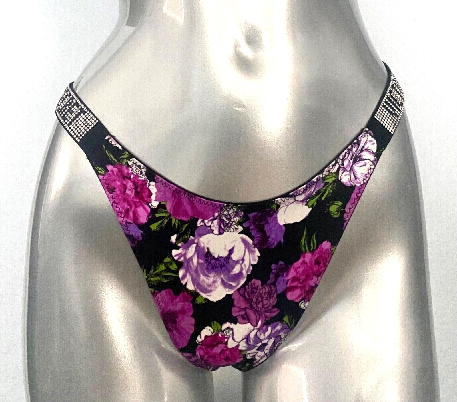 Victoria’s Secret Thong Panty Very Sexy Rhinestone Shine Strap Floral S M XL 2XL