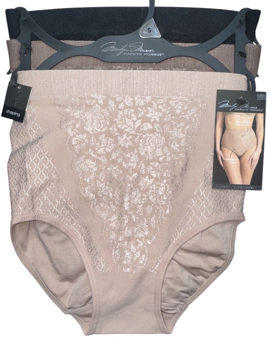 MARILYN MONROE Size S 3-Pack Seamless Shaping BRIEF FIRM Control Tummy Panel