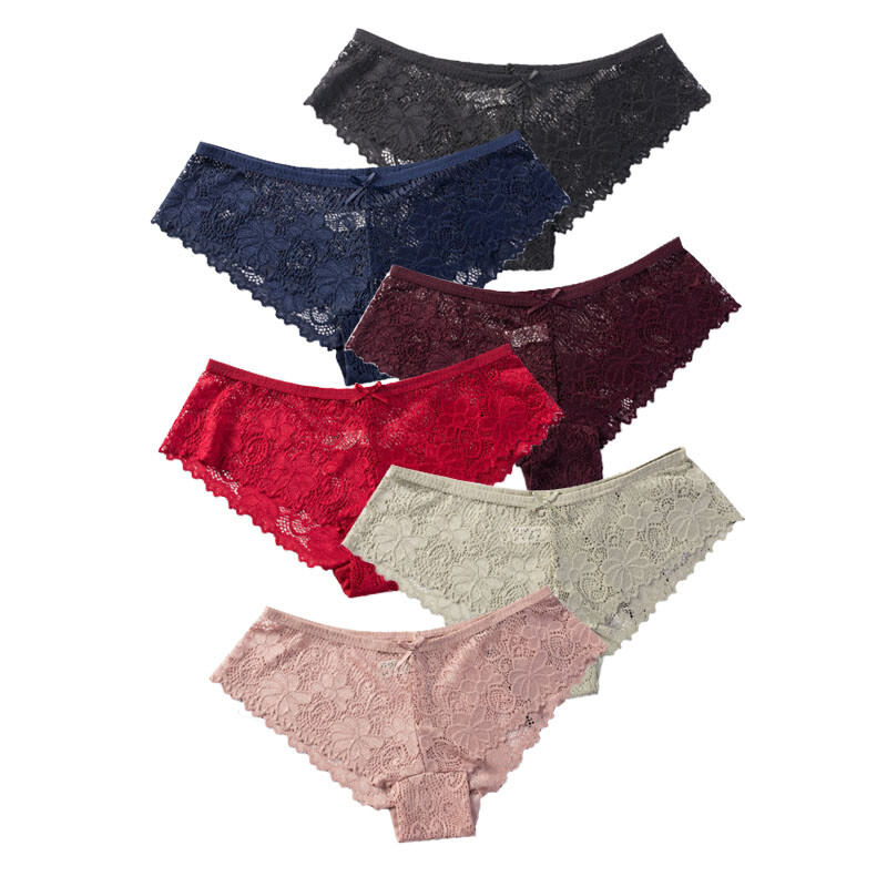 6 Pack Lot Women Sexy Lace Floral Brief Pantie Thong G-string Lingerie Underwear