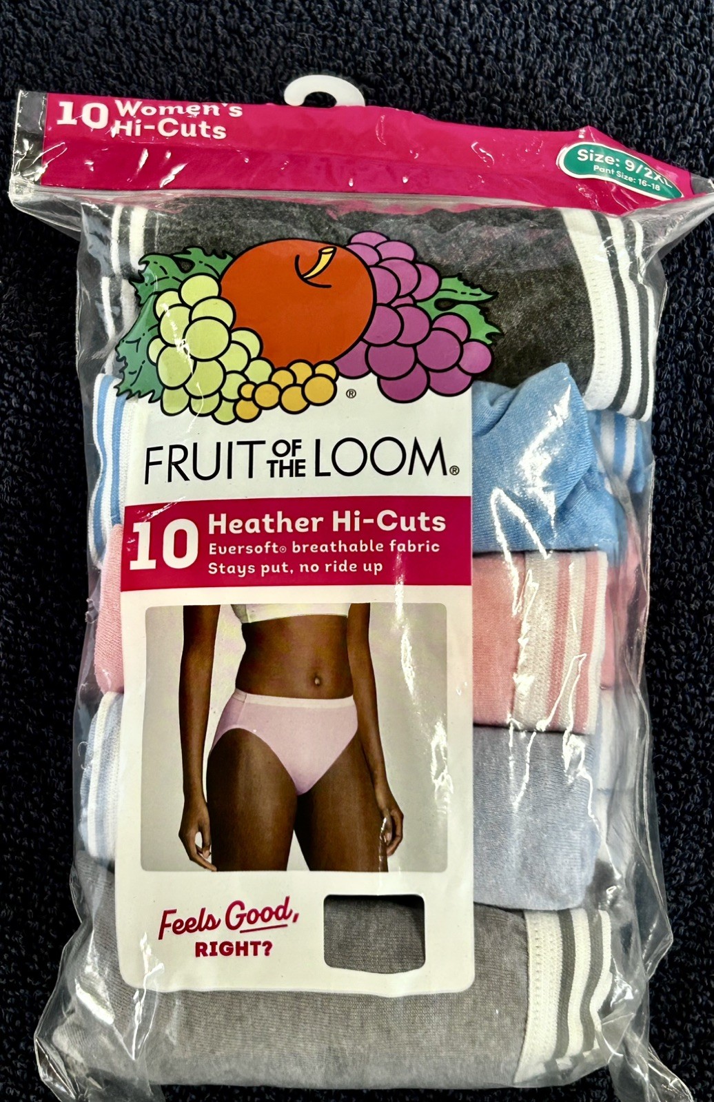 10 PR. LADIES~FRUIT OF THE LOOM~COTTON BLEND~HEATHER HI-CUT~PANTIES~NIP~SZ 9 /2X