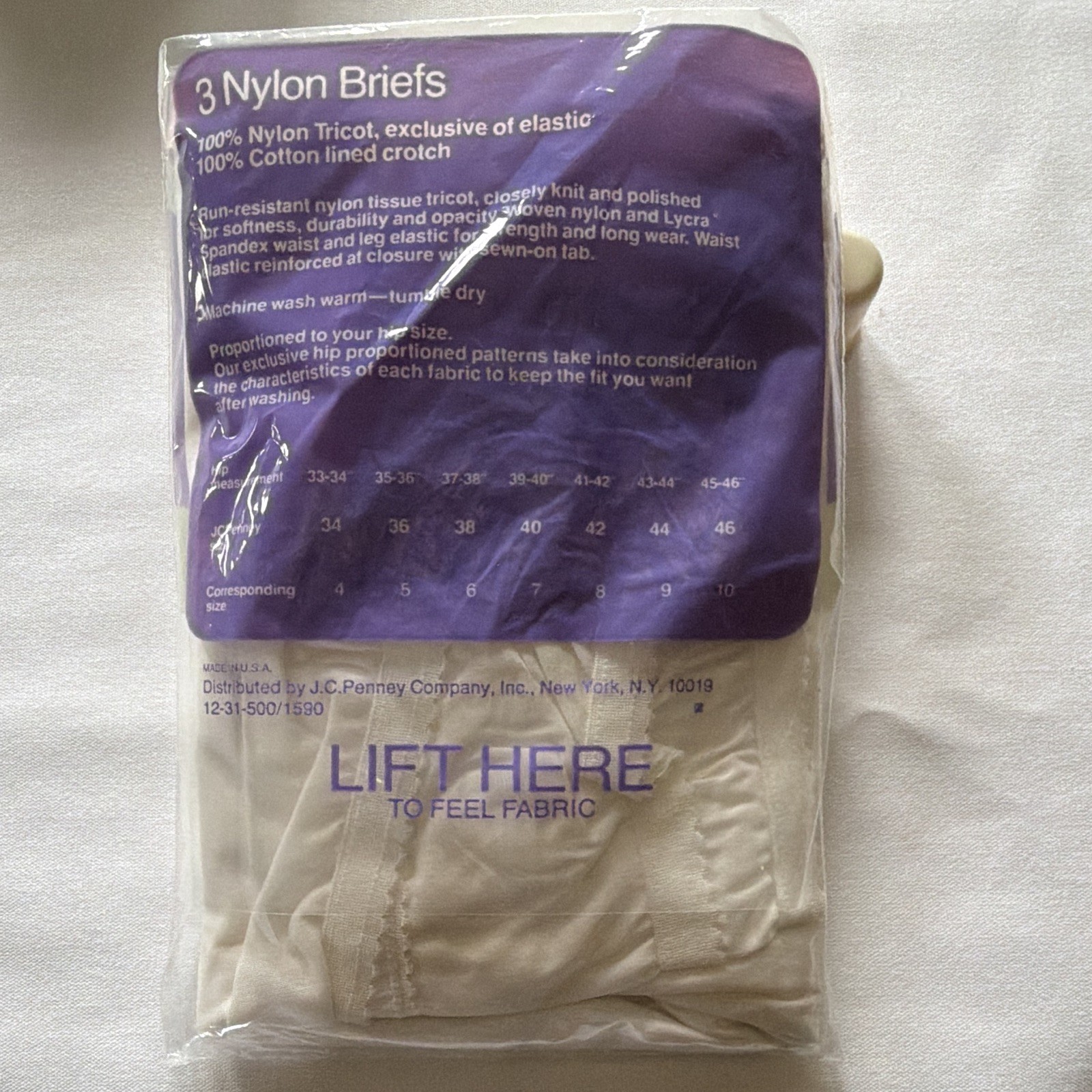 JCPenney Women’s Run Resistant Nylon Tricot Briefs, White, Size 42, 3-Pack