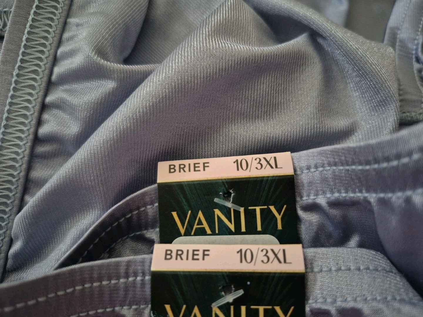 Nwt Vanity Fair 3XL/10 Nylon Semi Sheer Silky FullCut Briefs Granny Panties Blue