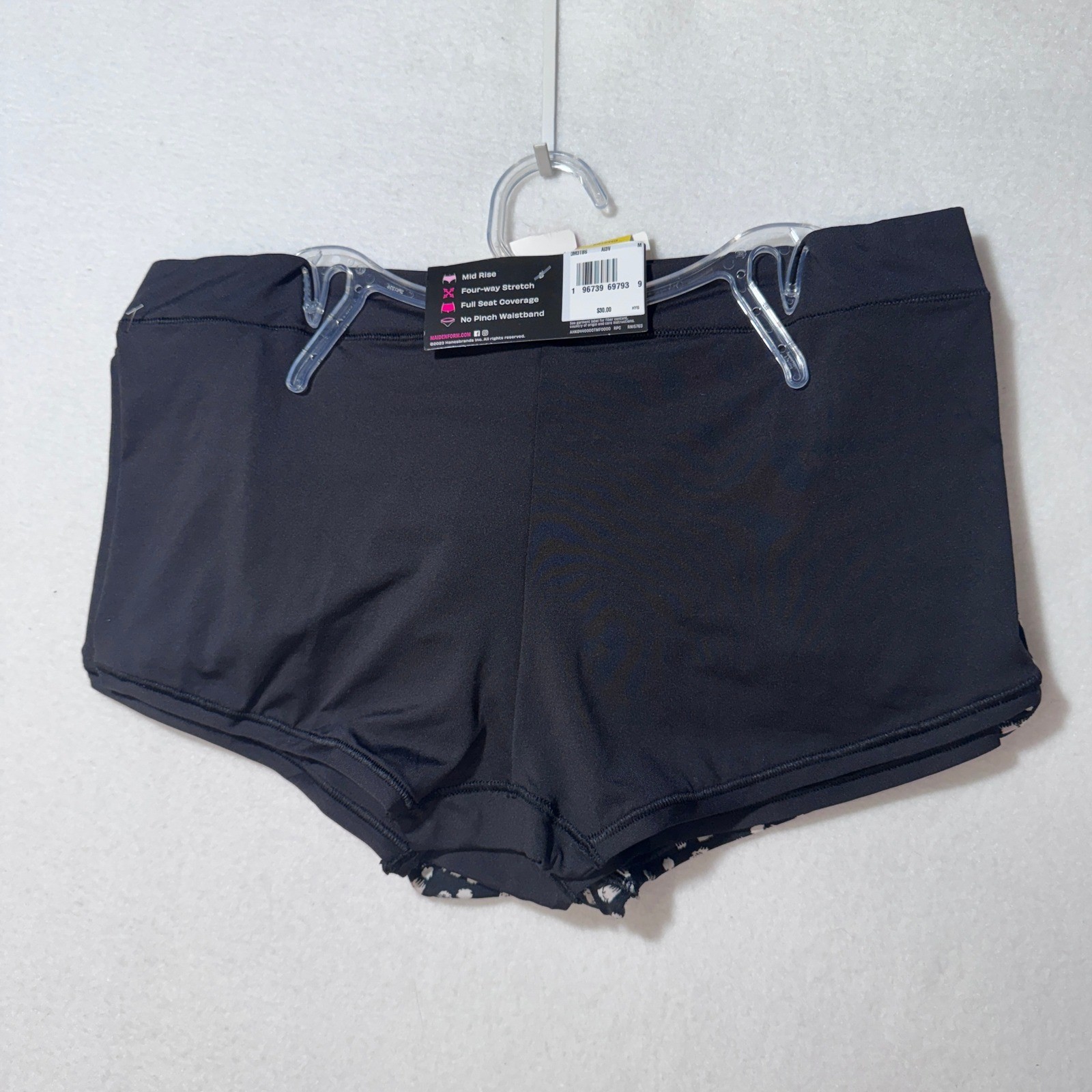 Maidenform Everyday Luxe Boyshort Panties 3 Pack Black Dotted Mid Rise DM3TBS M