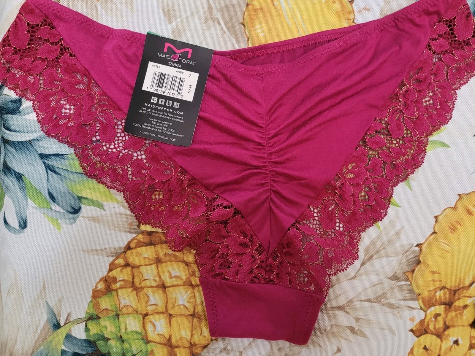 7/L MAIDENFORM Valentine Fuschia Red Bling SeXy Shiny LACE TANGA PANTY 40159 $13