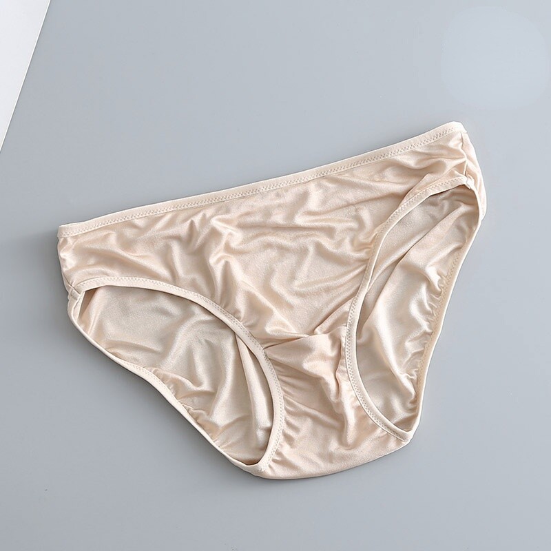 2 Pairs Women Silk Panties Briefs Lingerie Knickers Underwear Solid Comfy Soft
