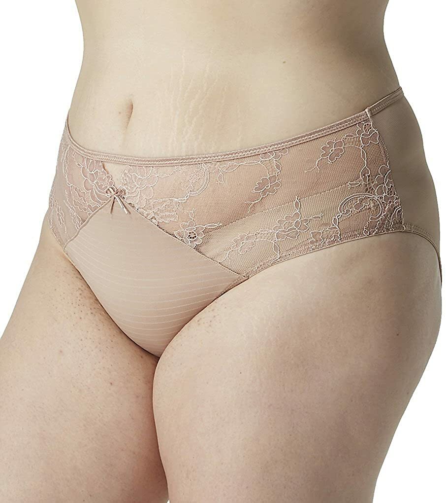 Ashley Graham Womens Crisscross Lace Thong Beige Cappuccino XL