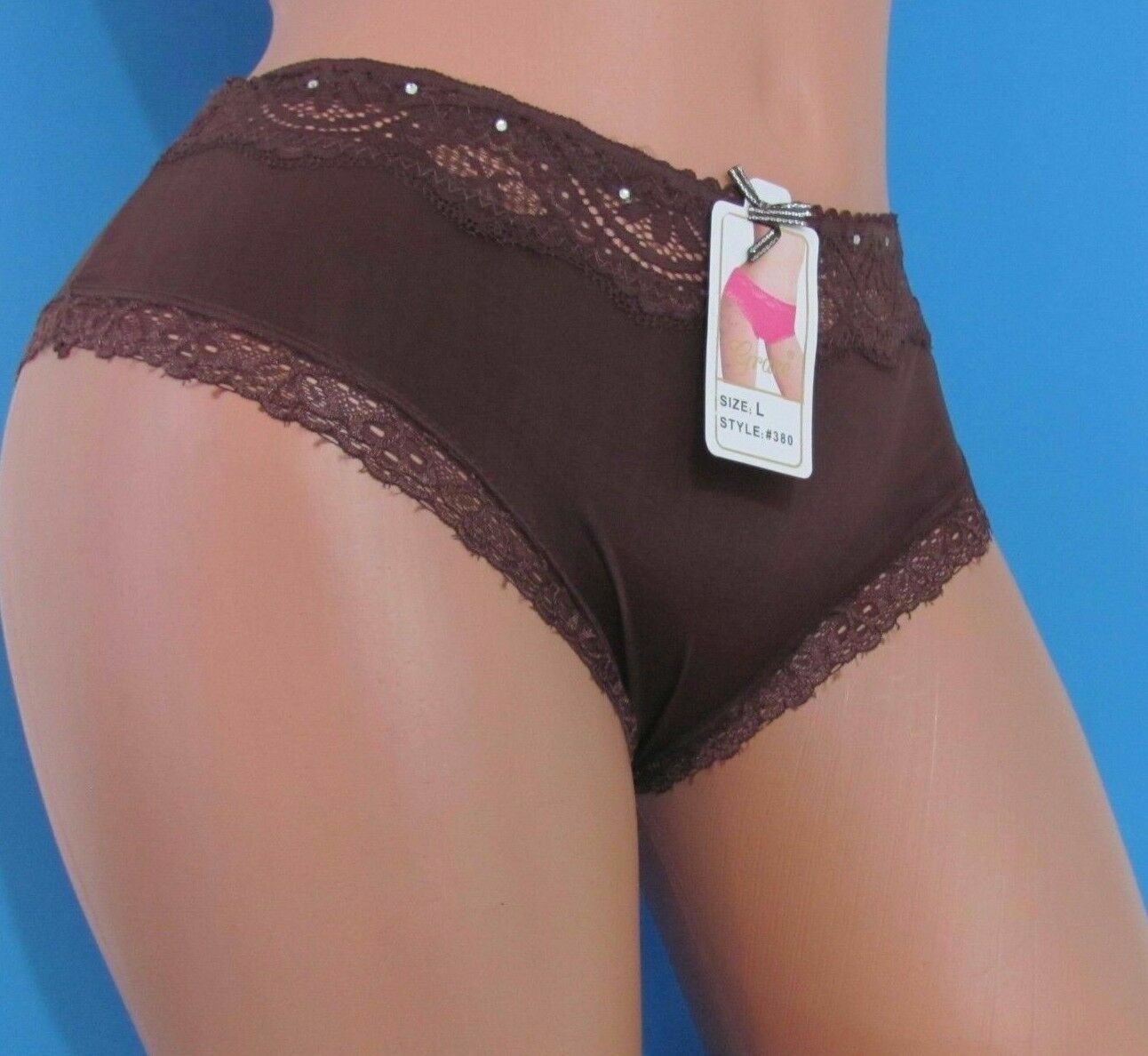 B7 GRACE Black Red Pink Purple Brown Blue Lacy Sissy Bikini Panties S M L