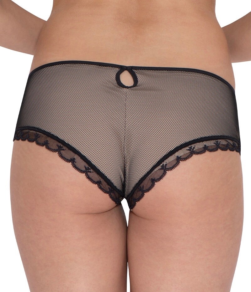 Freya Idol Allure Short Brief Black Nude Size XS 8 10 Fishnet Knickers 1806 New
