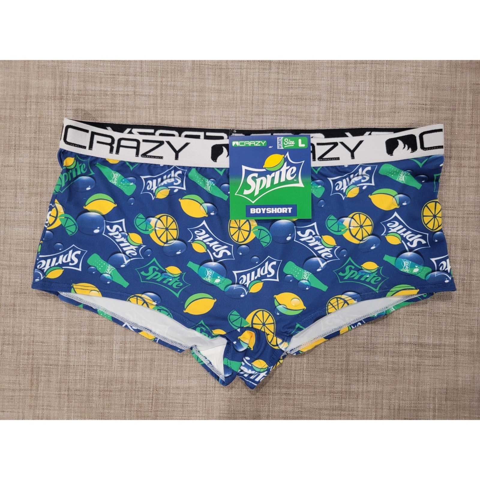 Crazy Universe Sprite Soda Graphic Print Boyshort Underwear Blue Women Large NEW