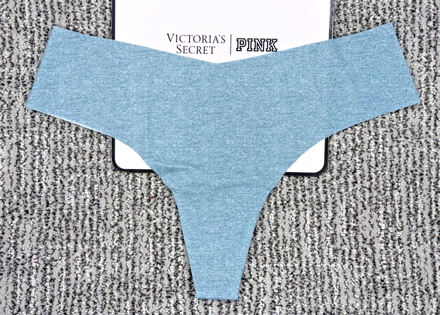 Victoria’s Secret NWT Large Blue No Show Thong Panty Sexy Cute Soft