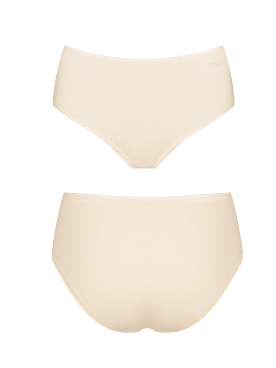 XS (8) Sloggi High Waist Knickers Briefs GO High Rise Full Brief 2 Pack Cotton