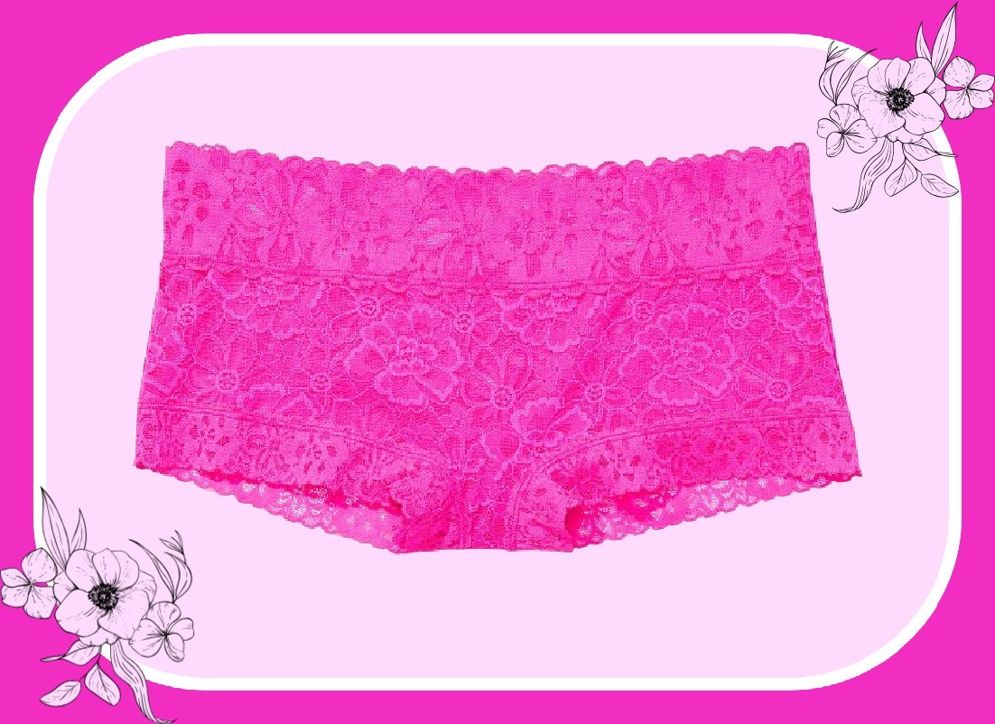 M L XL Hot Bold Pink FLORAL LACE THE LACIE Victorias Secret SHORTIE Pantie