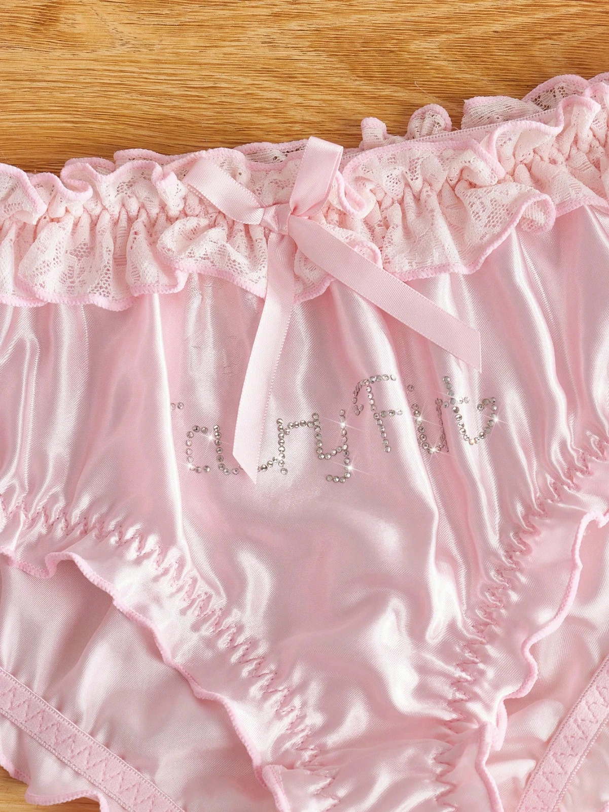 M Satin Panties Ruffle Lace High Waist Sissy Crossdresser Women Lingerie