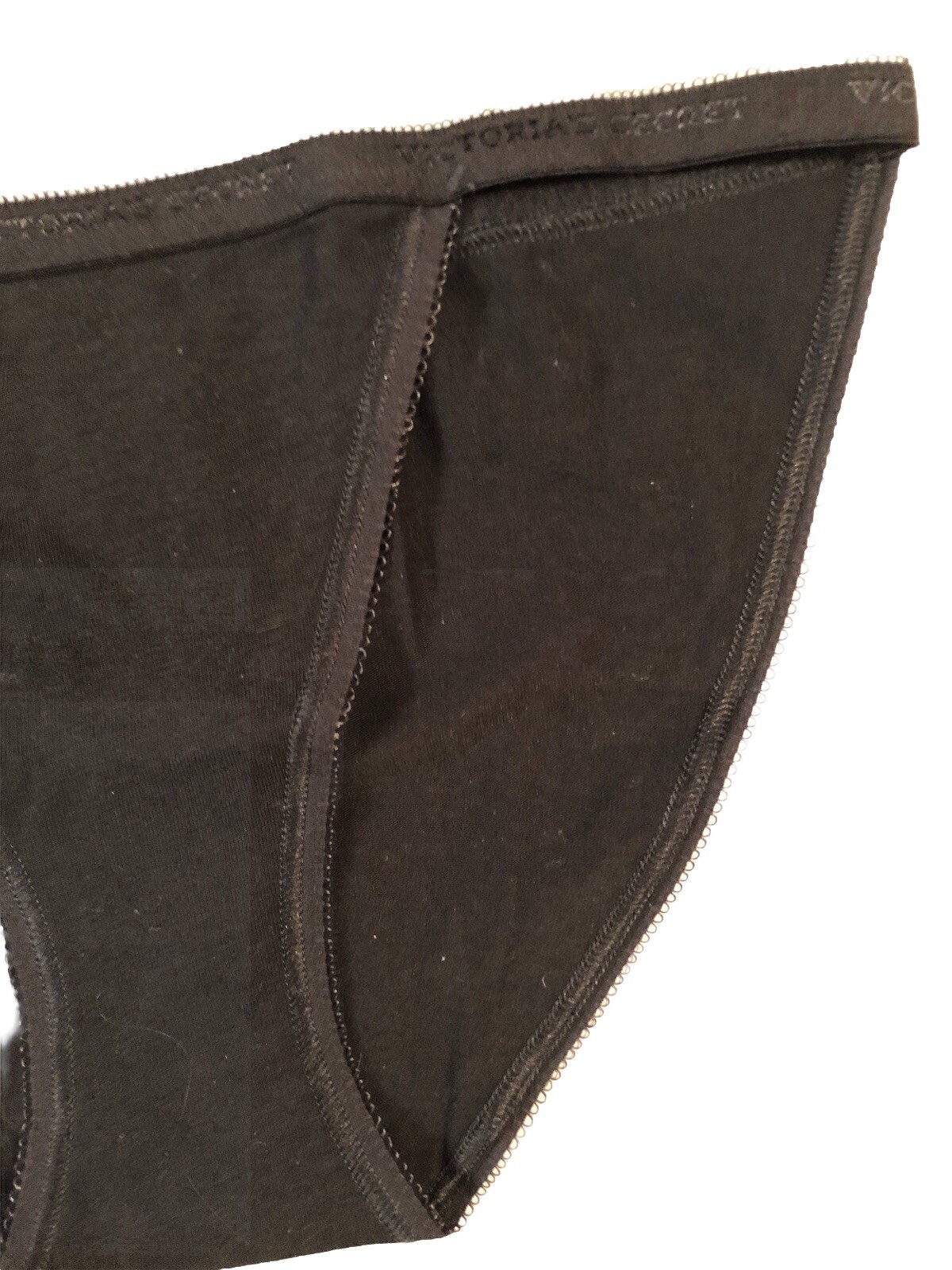 NWOT Victorias Secret Cotton String Bikini Panty S/P Logo Waist Black Soft