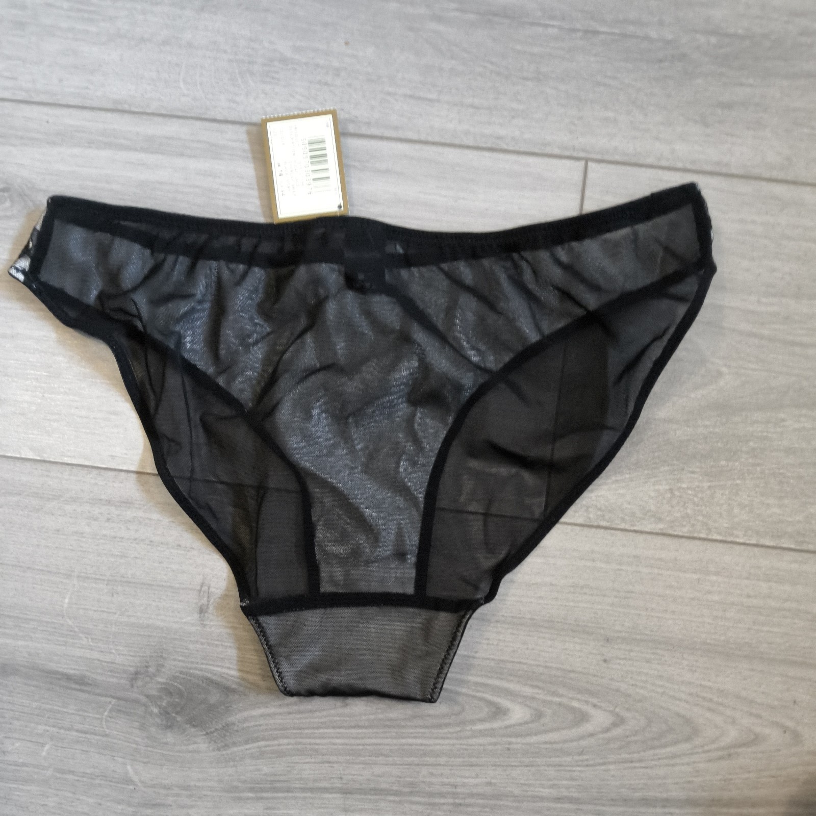 BNWT Vintage La Senza Black & Ivory Pleat Lace Overlay Briefs Size 16