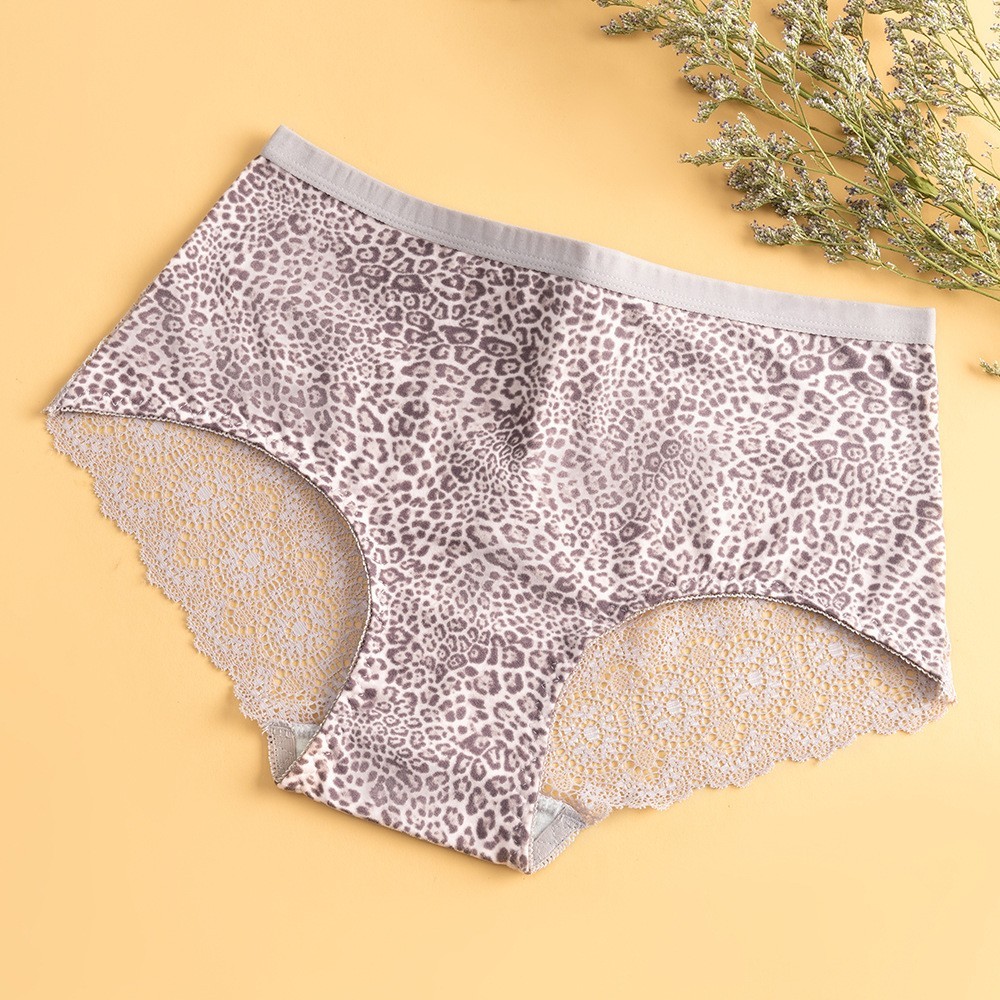 4 Pack Lace Leopard Print Boyshorts Sexy Breathable Animal Print Floral Panties