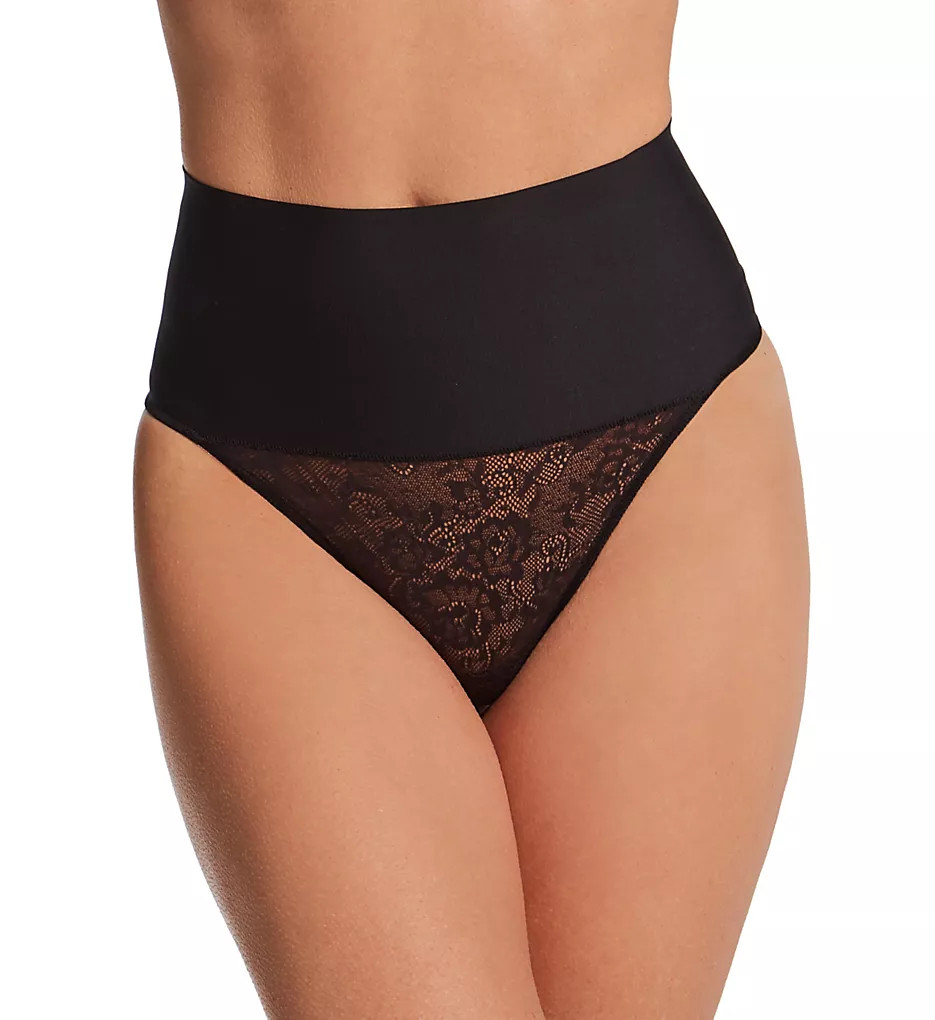 Maidenform Shaping Thong Panty Cool Comfort Black Lace Underwear Size 2XL NWT