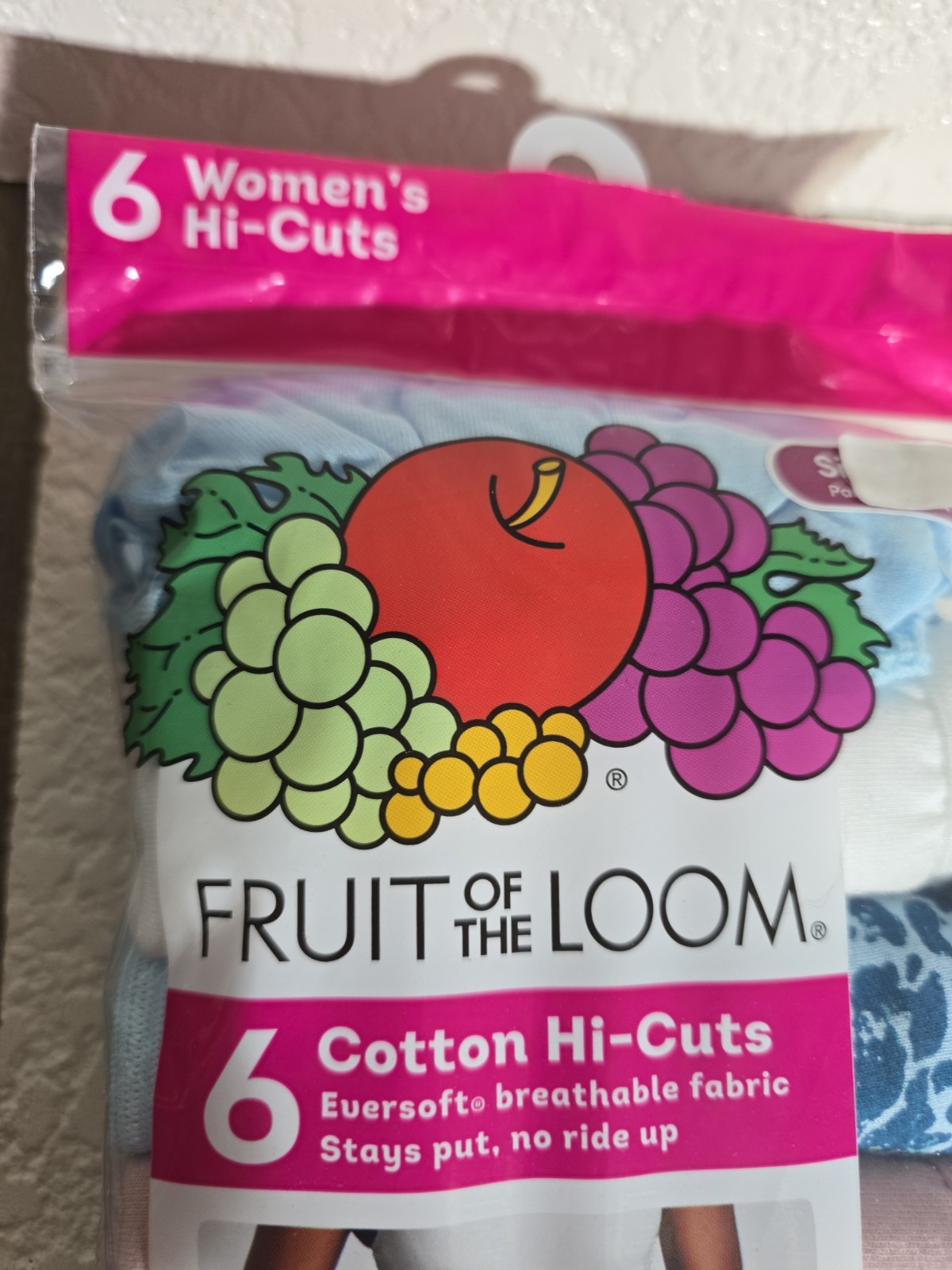 FRUIT OF THE LOOM COTTON HI-CUTS PANTIES MULTI COLOR 6 PAIRS WOMEN’S SIZE 7/L