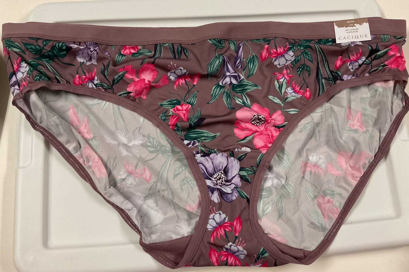 Lane Bryant Cacique Panty No Show Hipster 22 24 Taupe Floral Spring Wildflowers