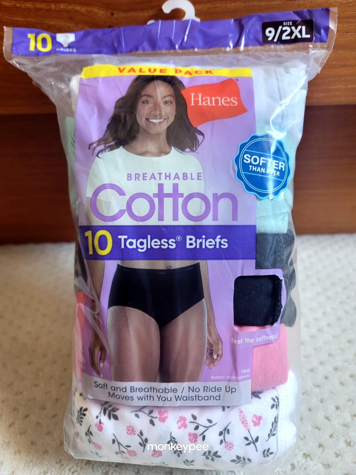 Hanes 10 PACK Tagless Breathable Cotton Full Coverage Wicking Briefs, 9/2XL