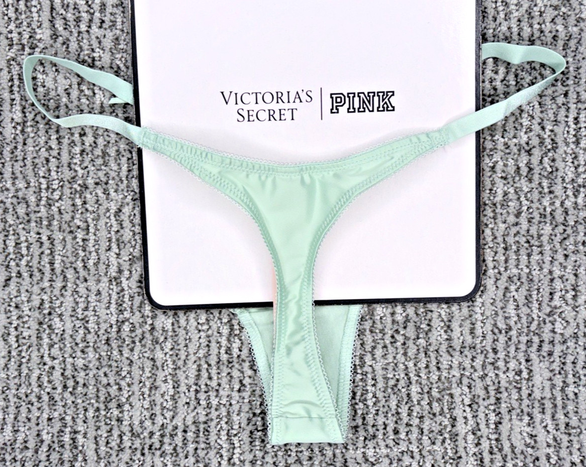Victoria’s Secret Tease NWT Small Green Satin Kiss High Leg Thong Panty Sexy Bow