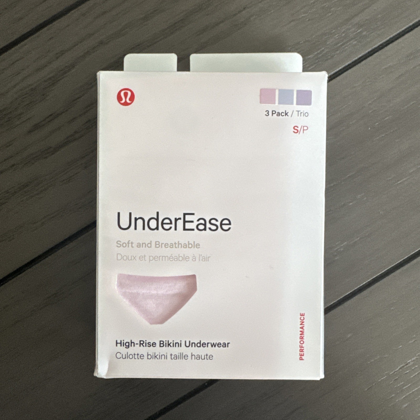 Lululemon UnderEase High-Rise Bikini Underwear 3Pack, PNKO/STRH/LFRS,NWT, Size S