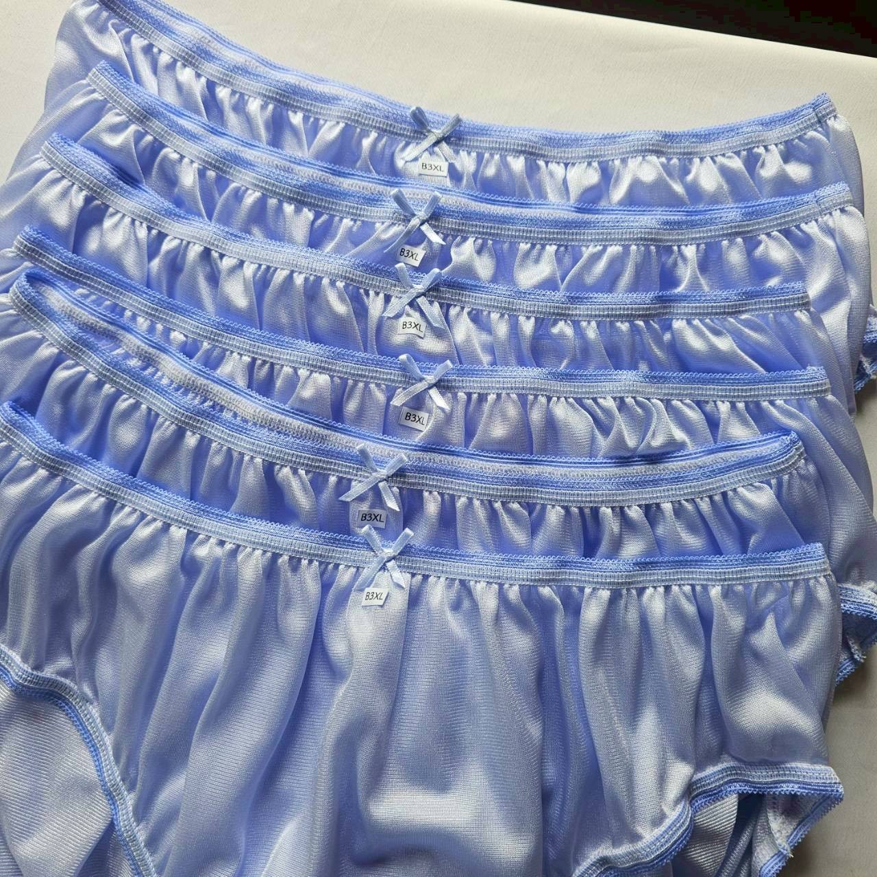 6pcs Plus Bikini Underwear Woman Nylon Panties Mid-Waist Soft Briefs /Purple/3XL