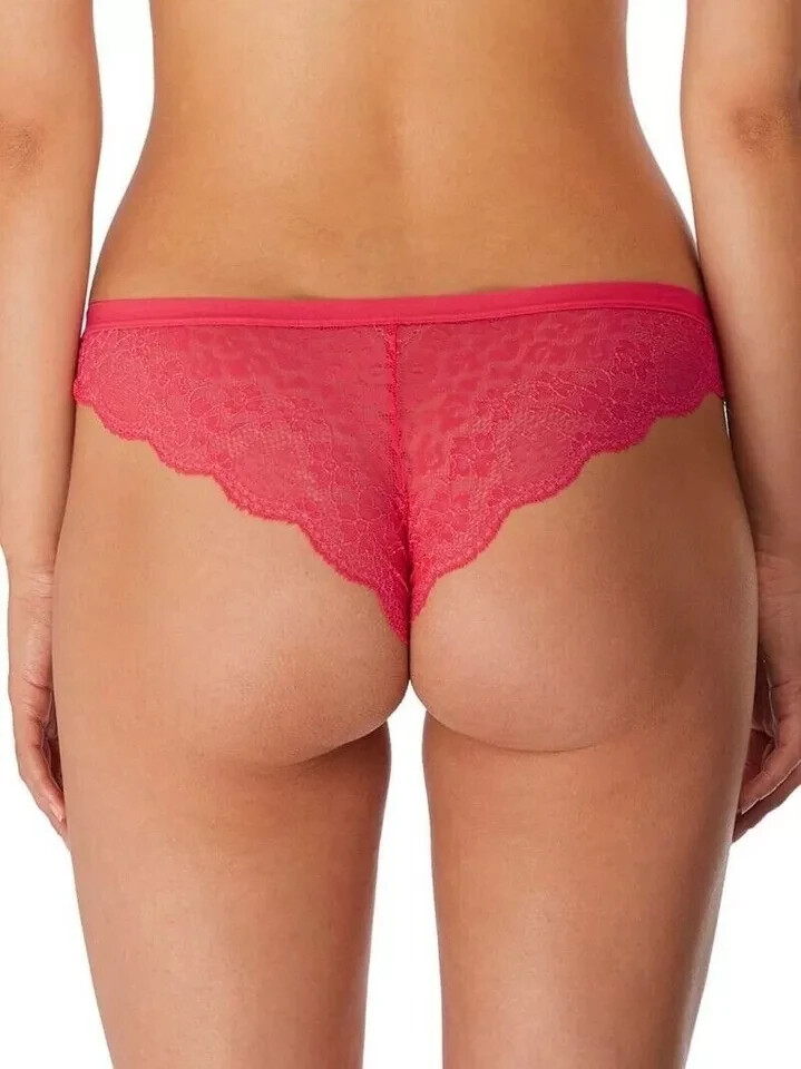 Freya Fancies Brazilian Brief Size M 12 14 Sugar Coral Pink Lace Knickers 1017
