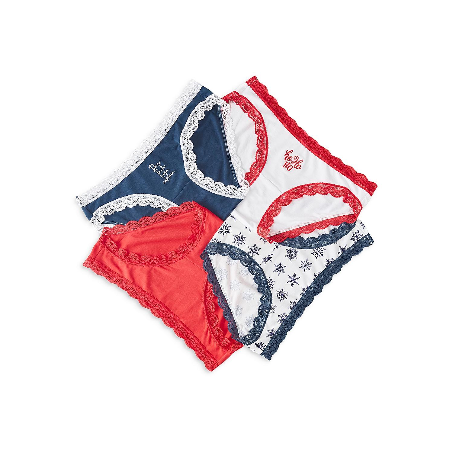 Stripe and Stare 289652 Women’s Lace Trim Holiday Bikini, Pack of 4 Size XS