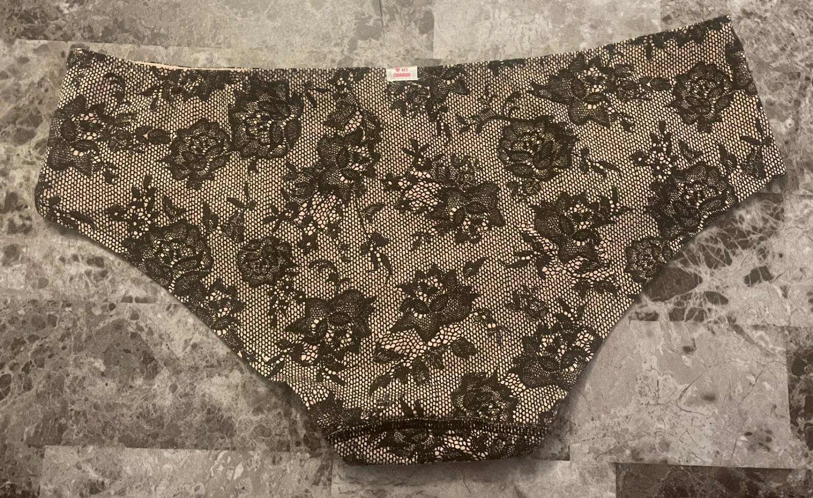 NWT VICTORIA’S SECRET PINK L NUDE BLACK LACE BOW VINTAGE RARE HIPSTER PANTIES