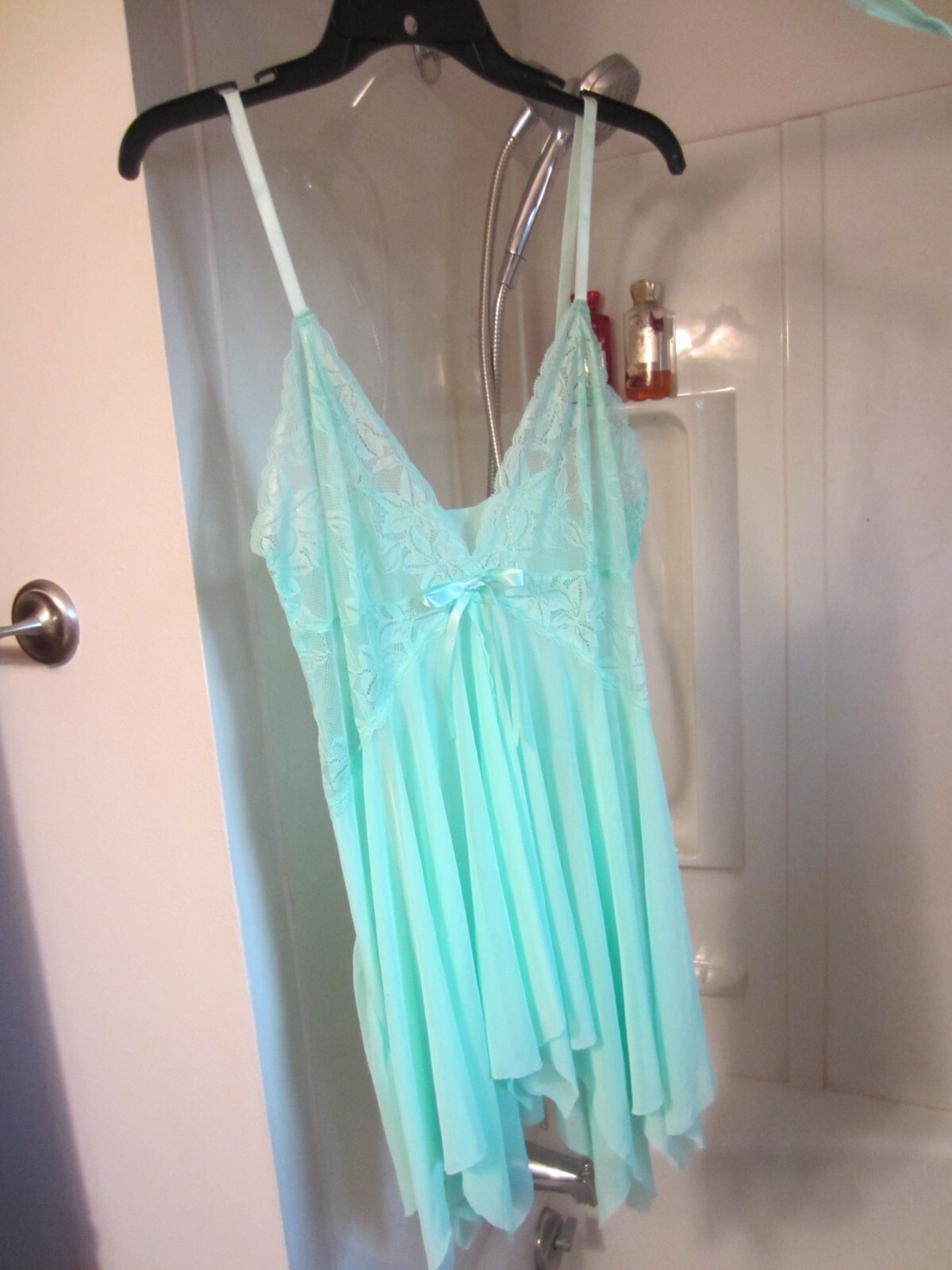 NWT women’s two piece lingerie teddy w/thong panties Shein Size XL mint green