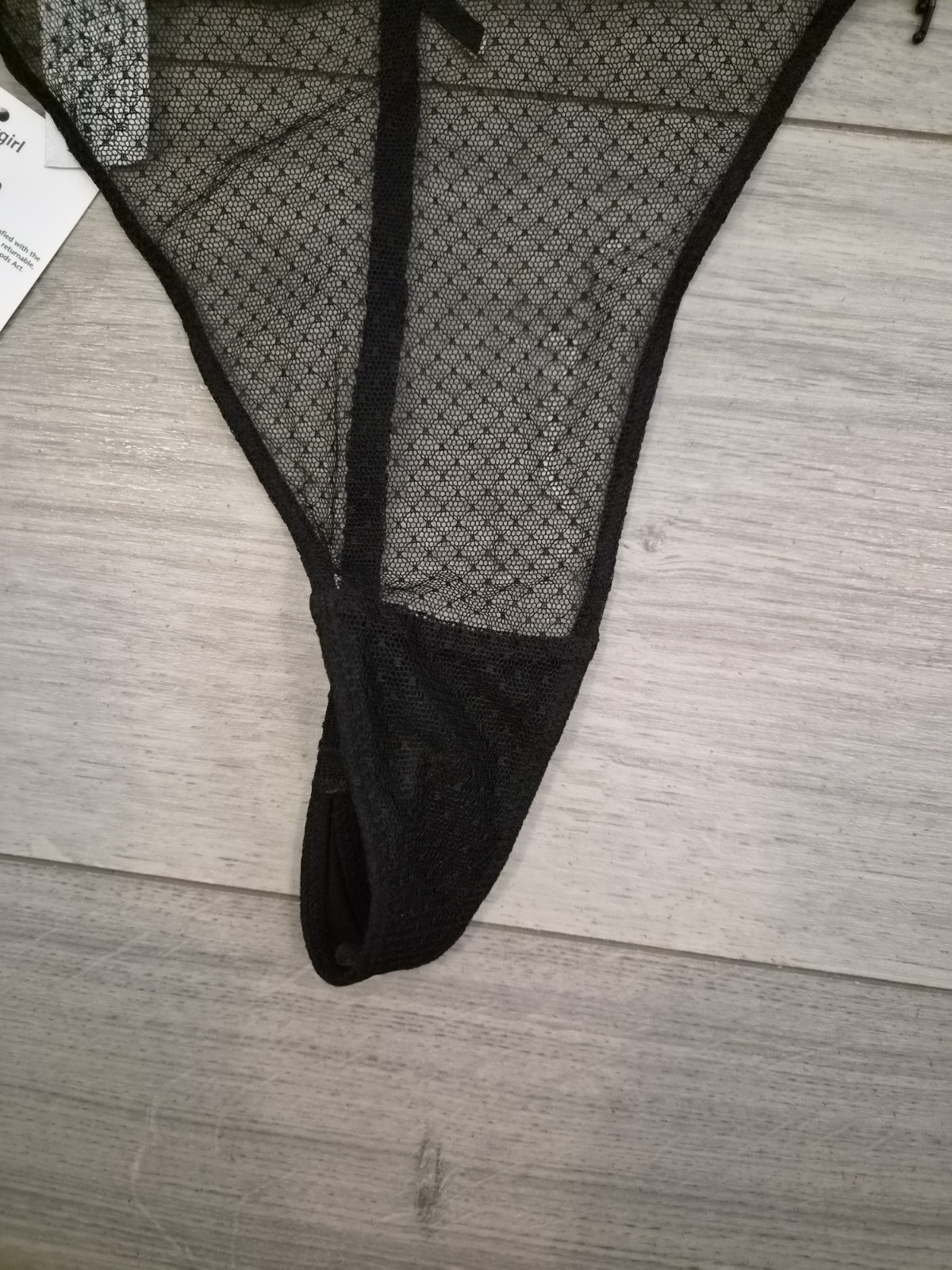 BNWT Vintage Ann Summers Sheer Black & Pink Showgirl Beaded Thong Size 18-20