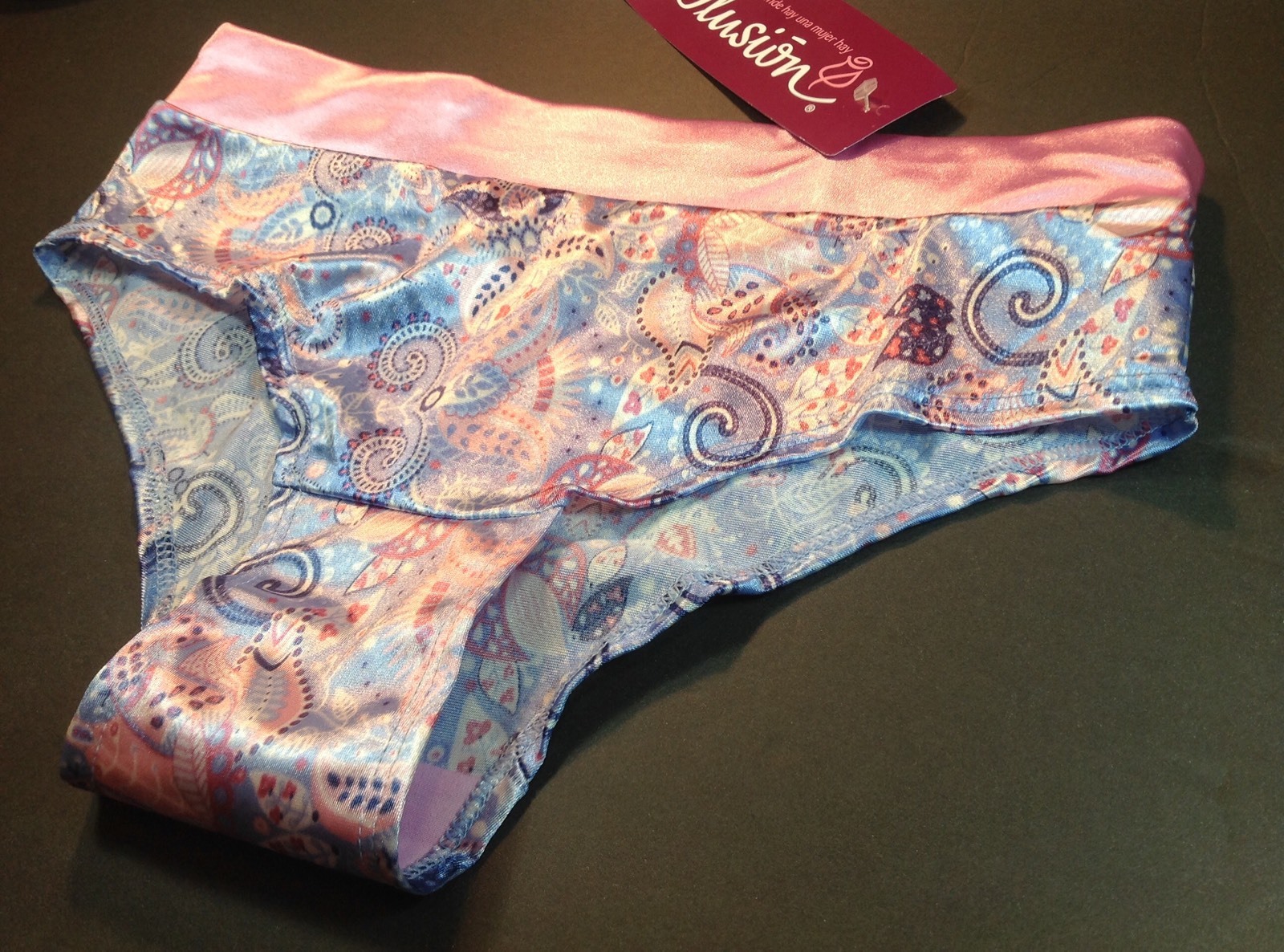 Women Panties,Briefs Bikinis ILUSION Size L. Multicolor Satin Miniature Pattern