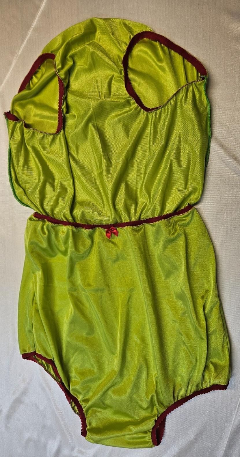GREEN & RED Nylon Tricot NO LACE Bubble Bloomer & PANTY 2 LAYER 27-42 **