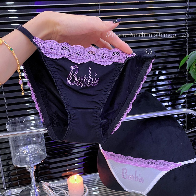Women Sexy Sheer Brief Panties Silky Ice Silk Rhinestone Comfortable Underwear