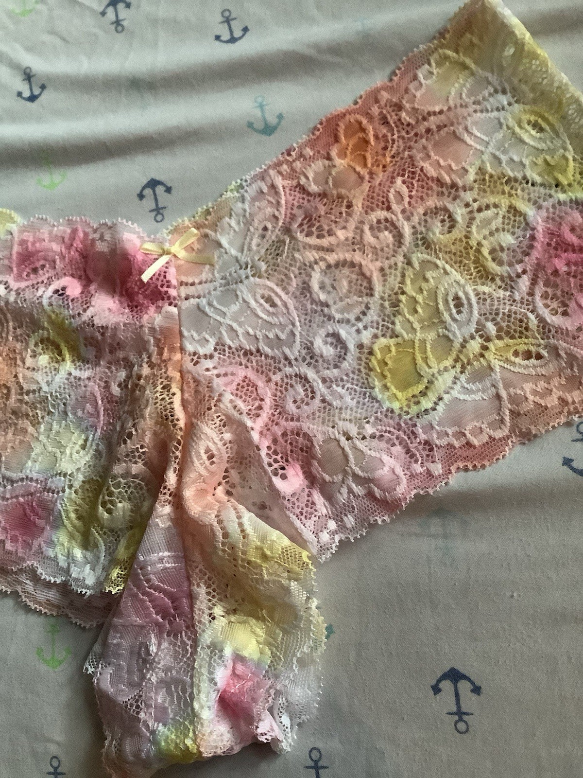 Women’s Gradient Butterfly Cheeky Panties Multicolor Lace Floral Bow 7pk Large