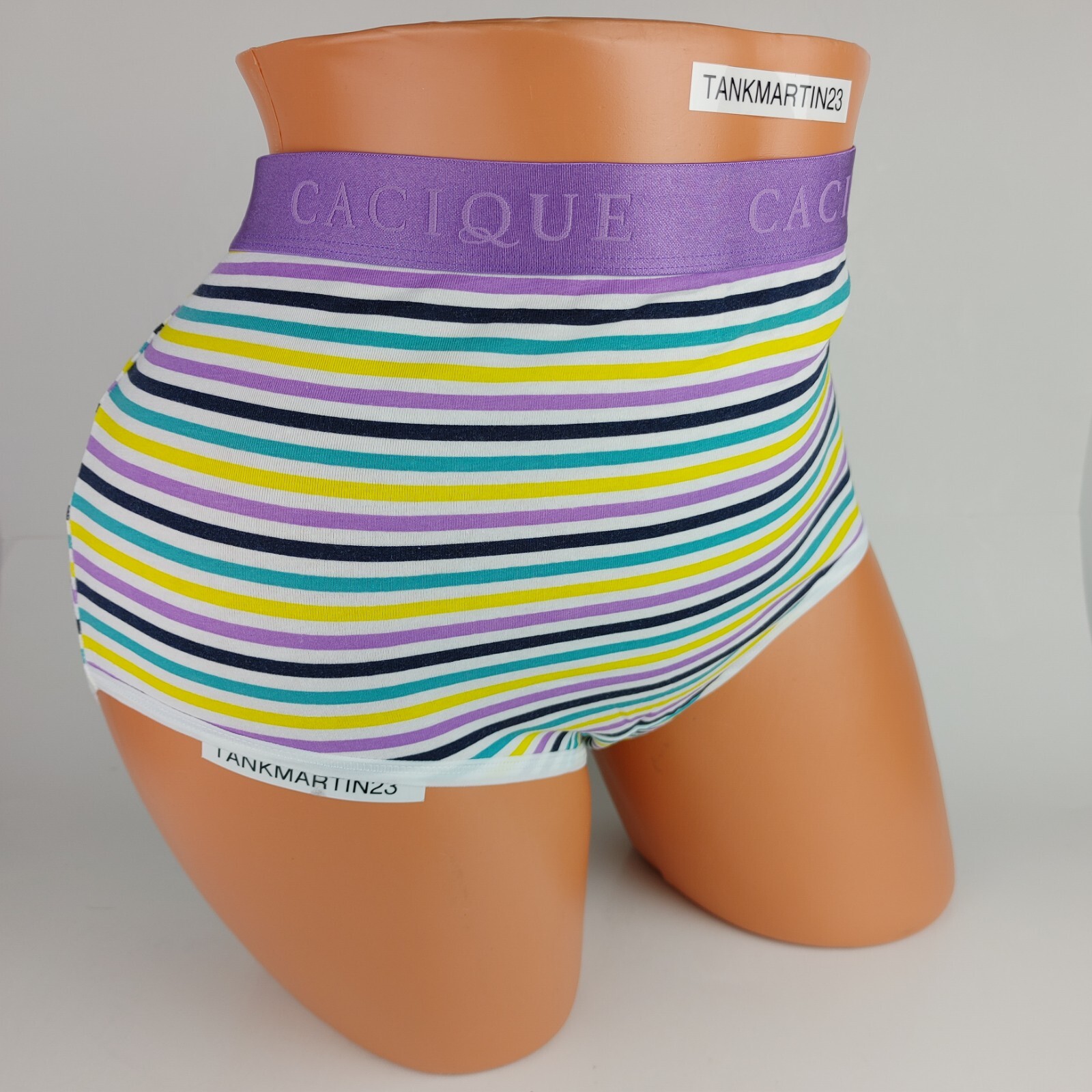 LANE BRYANT CACIQUE COTTON FULL BRIEF 18/20 PANTY BLUE PURPLE YELLOW Stripe