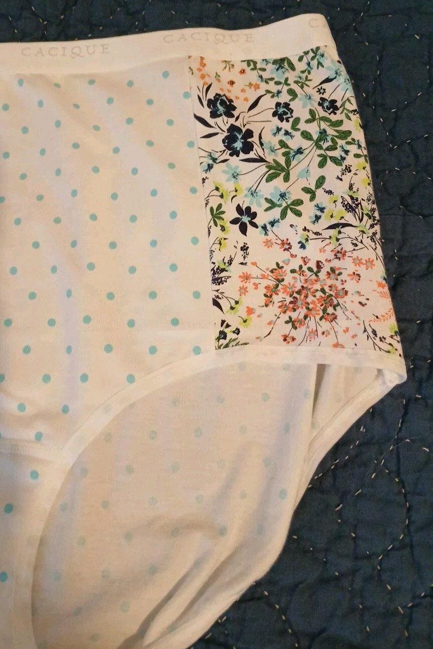 NWOT Cacique Cotton Sz18/20 High Waist Brief Multicolor Polka Dot Floral Panty