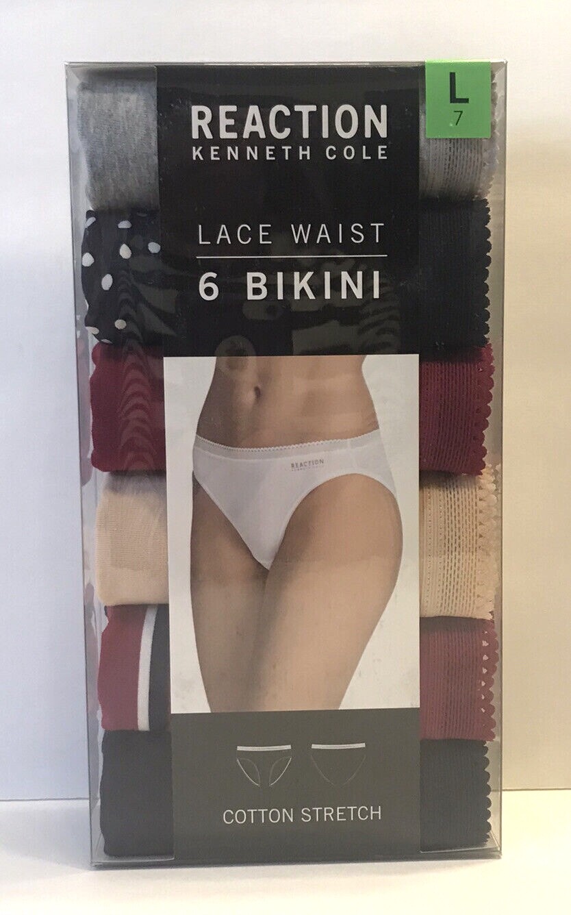 Reaction Kenneth Cole 6 Pk Women’s Lace Waist Bikini Abstract/Stripes