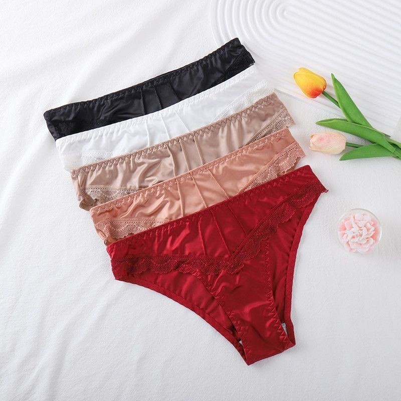 3 Pack Low Rise Seamless Bikini Panties – Lace Trim Cotton Gusset Sexy Underwear