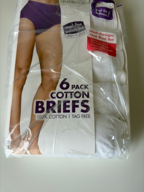 Fruit of the Loom Womens Cotton Briefs 6 Pack White Size 7 L Open Pack New