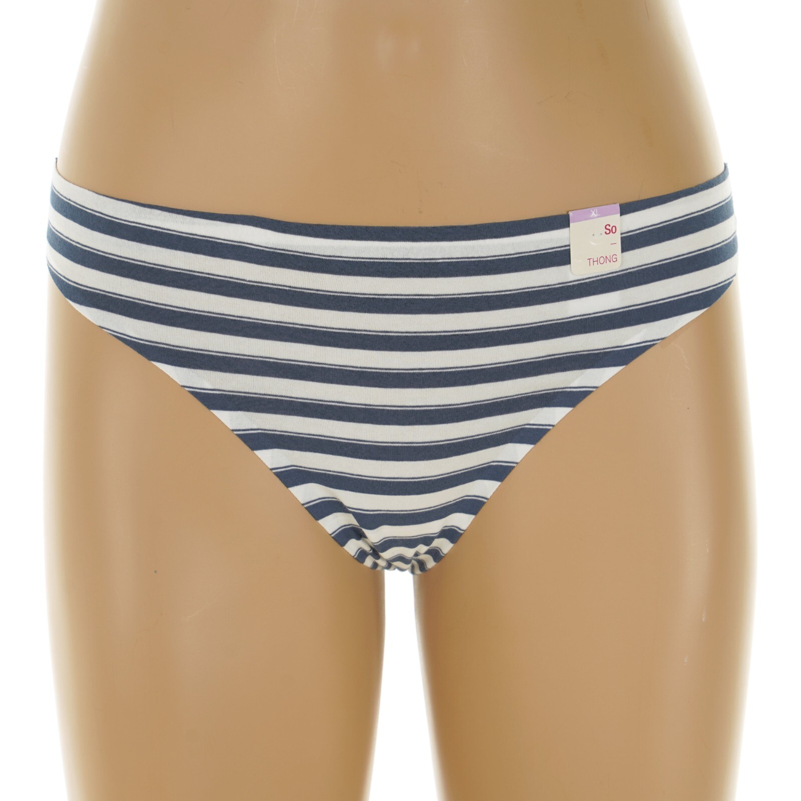 SO INTIMATES Junior’s Size 15-17 X-LARGE White BLUE STRIPE THONG Panty #SO83-005